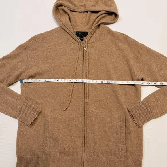 Charter Club Cashmere Sweater Womens XS Beige Hooded Full Zip Hoodie Knit - Picture 6 of 8